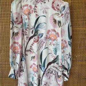 Ted Baker Floral Long Sleeve Dress - Pink and Cream